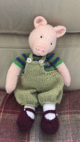 Marie, child's toy pig, knitted.